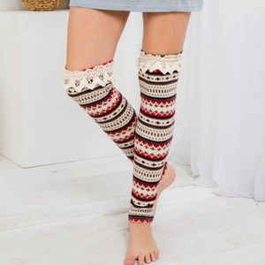 🆑 Ryu A’reve Printed Crochet Lace Knit Leg Warmer